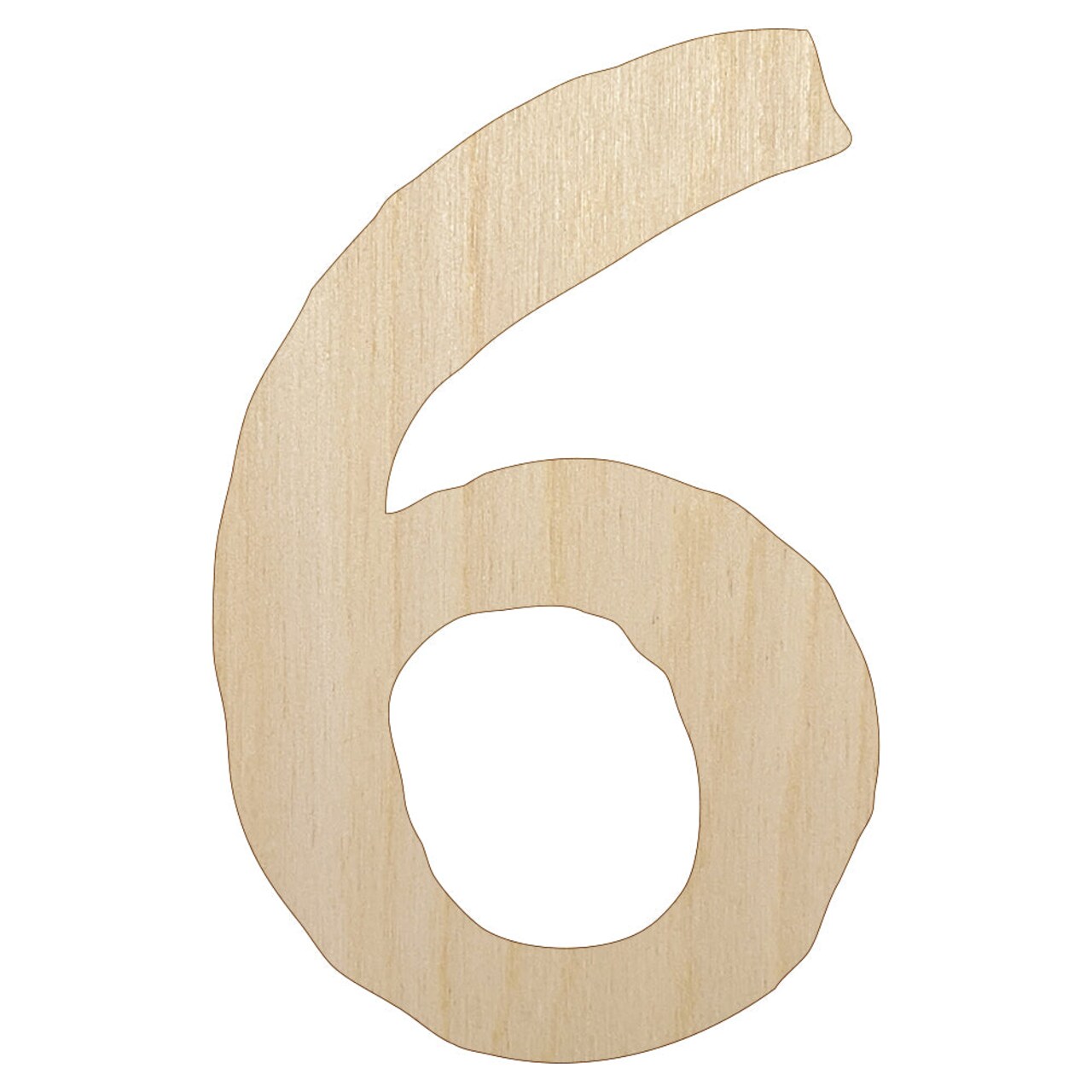 Number 6 Six Cute Typewriter Font Unfinished Wood Shape Piece Cutout for DIY Craft Projects
